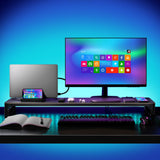 Dual Monitor Stand Holder Metal Riser with Wireless Charging USB Hub Ports Support Transfer Data,Keyboard and Mouse Storage Desk