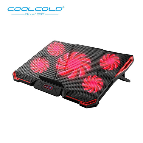 COOLCOLD Gaming Laptop Cooler Five Fans Led Screen 2 USB Mute Laptop Cooling Pad Notebook Stand For 12-17 inch Laptop Macbook