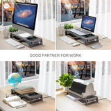 Trapezoid Monitor Stand Riser with USB3.0 Hub Support Data Transfer and Charging Steel Desk Organizer for Laptop Computer