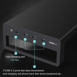 Aluminum Monitor Stand Holder Metal Riser USB 3.0 laptop stand with Fast Charging Transfer Data,Keyboard and Mouse Storage Desk