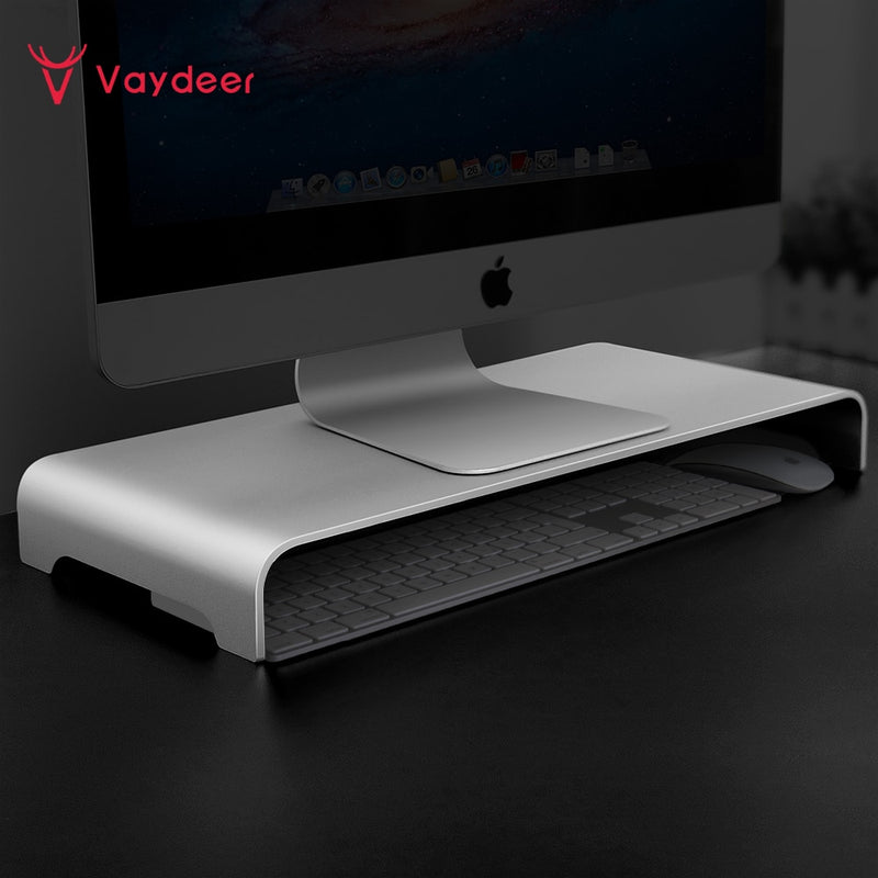 Aluminum Monitor Stand Computer Riser Universal Metal Desk Stand Base up to 27 inches Screens for PC, Laptop,MacBook