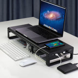 Aluminum Monitor Stand Holder Metal Riser USB 3.0 laptop stand with Fast Charging Transfer Data,Keyboard and Mouse Storage Desk
