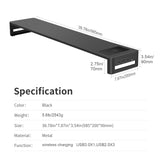 Dual Monitor Stand Holder Metal Riser with Wireless Charging USB Hub Ports Support Transfer Data,Keyboard and Mouse Storage Desk
