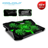 COOLCOLD New Arrival 5 LED fans Laptop Cooler Cooling Pad USB 2.0 Cooler Stand With Silk Print Design For 12-17inch Notebook