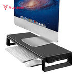 Trapezoid Monitor Stand Riser with USB3.0 Hub Support Data Transfer and Charging Steel Desk Organizer for Laptop Computer