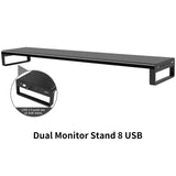 Dual Monitor Stand Aluminum Monitor Riser with Wireless Charging and 4 USB 3.0 Hub Ports Space Saving Desk Organizer