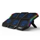 Coolcold gaming RGB laptop cooler 12-17 inch Led Screen Laptop cooling pad Notebook cooler stand with Six Fan and 2 USB Ports