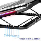 NUOXI Gaming Laptop Cooler Six Fan Led Screen Two USB Port RGB Lighting Laptop Cooling Pad Notebook Stand for Laptop 12-17 inch