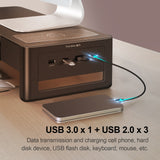 Monitor Stand Riser USB3.0 Hub Support Data Transfer and Wireless Charging with Drawer Storage Box Desk Organizer for Laptop PC