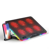 Coolcold RGB Lighting Gaming Style 6 Fans LED Screen 12-15.6inch Laptop Cooling Pad  With Mobile Phone Holder